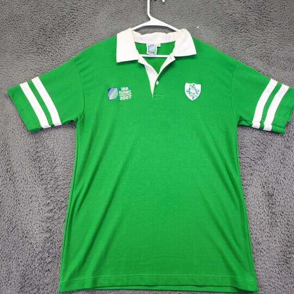 IRB Rugby 2007 World Cup Polo‎ Shirt Ireland Green White Stripe XL - Picture 1 of 8